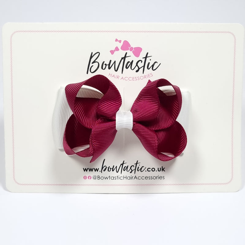 3 Inch Double Bow - Wine & White