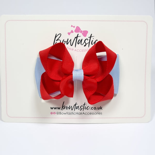 3 Inch Double Bow - Red & Bluebell