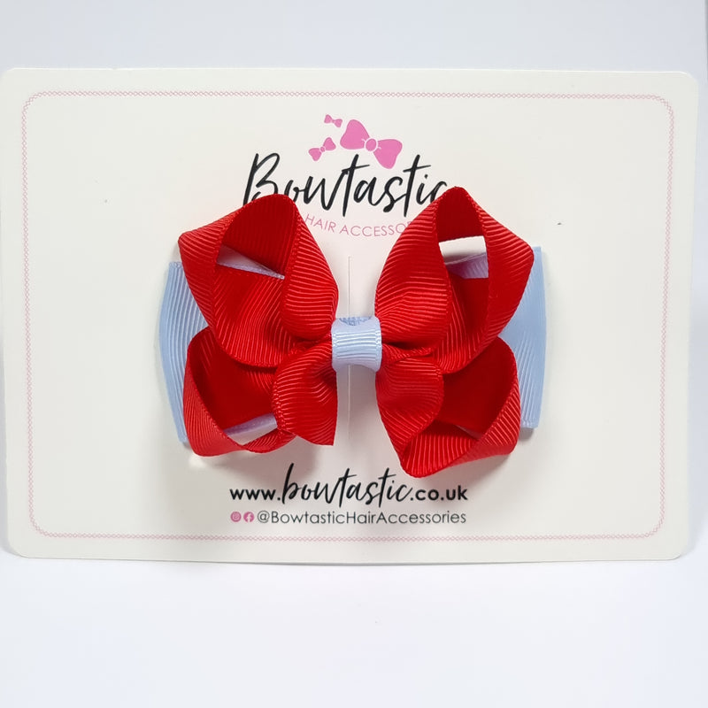 3 Inch Double Bow - Red & Bluebell