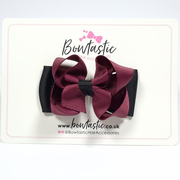 3 Inch Double Bow - Burgundy & Black