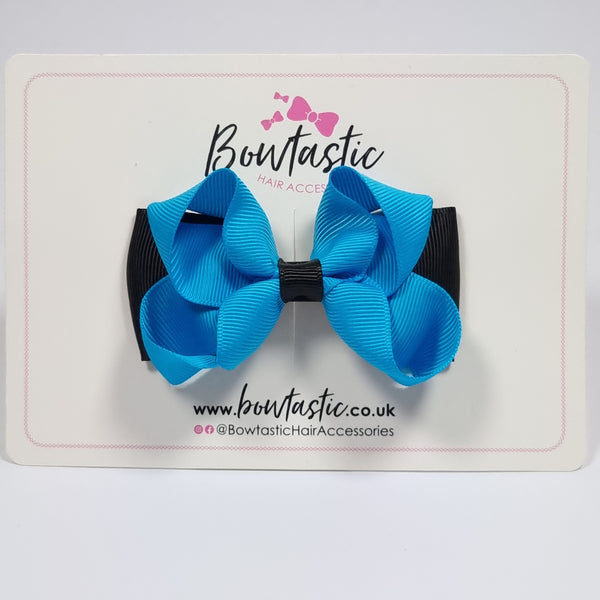 3 Inch Double Bow - Turquoise & Black