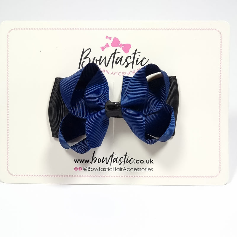 3 Inch Double Bow - Navy & Black