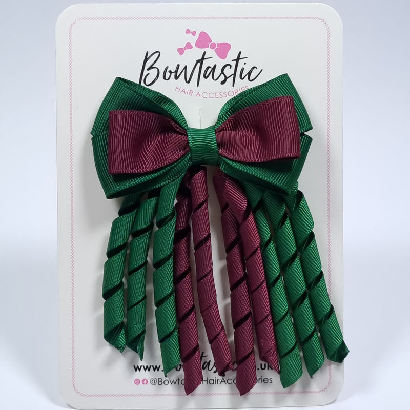 3 Inch Bow Corker Bow - Forest Green & Burgundy