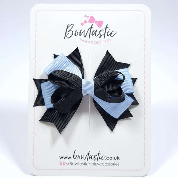 3.5 Inch Stacked Bow - Black & Bluebell