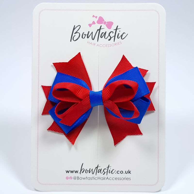 3.5 Inch Stacked Bow - Royal Blue & Red