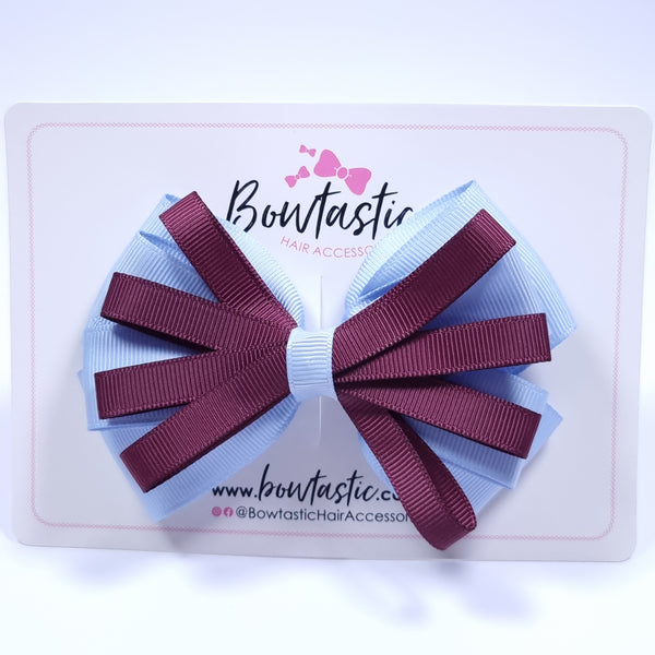 4.5 Inch Loop Bow - Burgundy & Bluebell