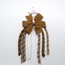 3 Inch Pinwheel Corker Bow - Turftan & White Gingham