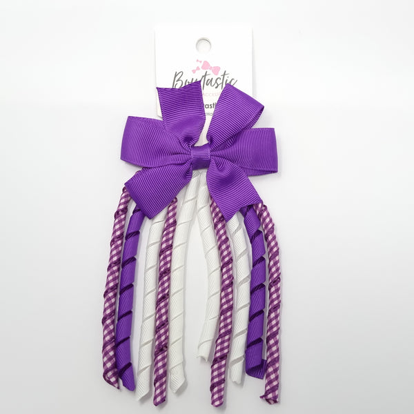 3 Inch Pinwheel Corker Bow - Purple & White Gingham