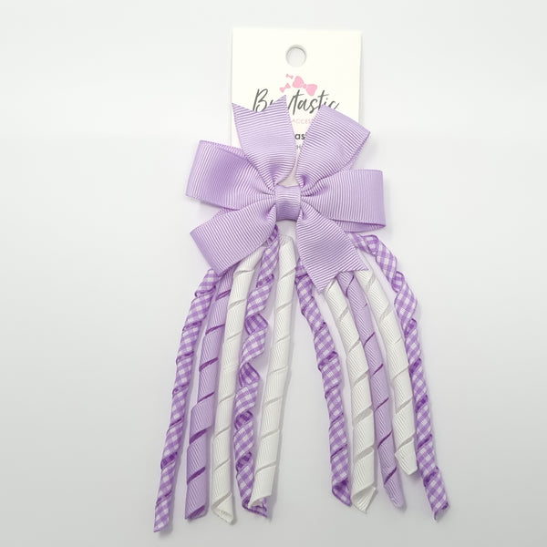 3 Inch Pinwheel Corker Bow - Lilac & White Gingham