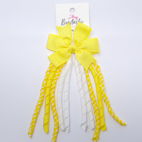 3 Inch Pinwheel Corker Bow - Yellow & White Gingham