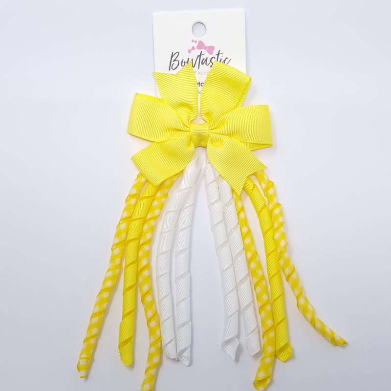 3 Inch Pinwheel Corker Bow - Yellow & White Gingham