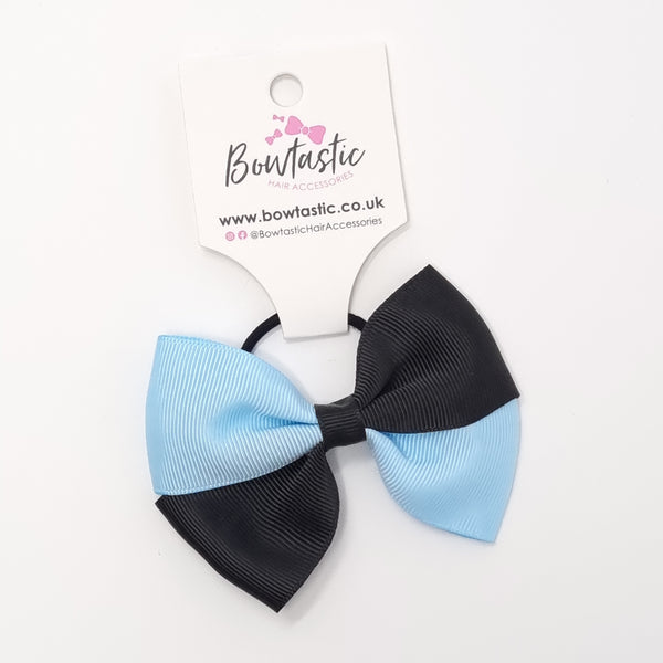 3.25 Inch Twist Bow Thin Elastic - Black & Blue Topaz