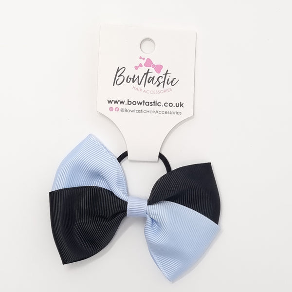 3.25 Inch Twist Bow Thin Elastic - Black & Bluebell