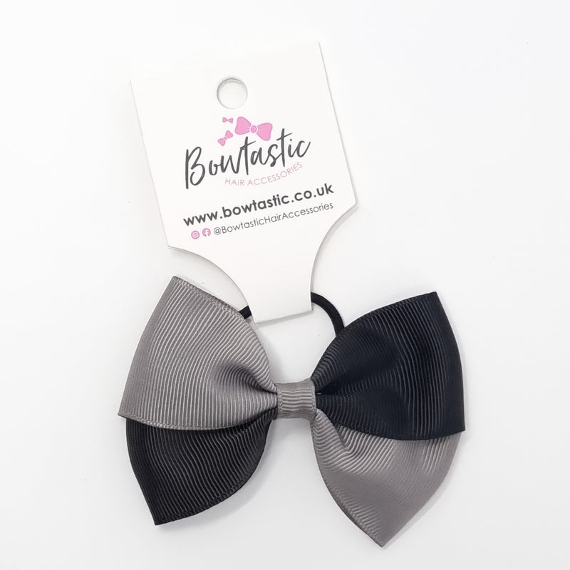 3.25 Inch Twist Bow Thin Elastic - Black & Metal Grey