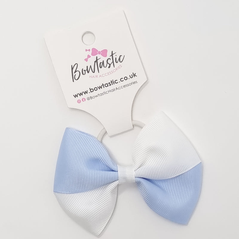 3.25 Inch Twist Bow Thin Elastic - Bluebell & White