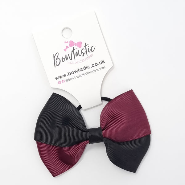 3.25 Inch Twist Bow Thin Elastic - Burgundy & Black