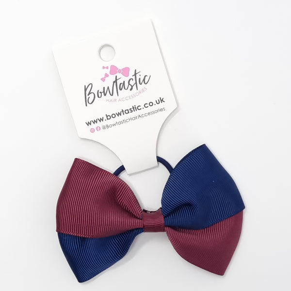 3.25 Inch Twist Bow Thin Elastic - Burgundy & Navy