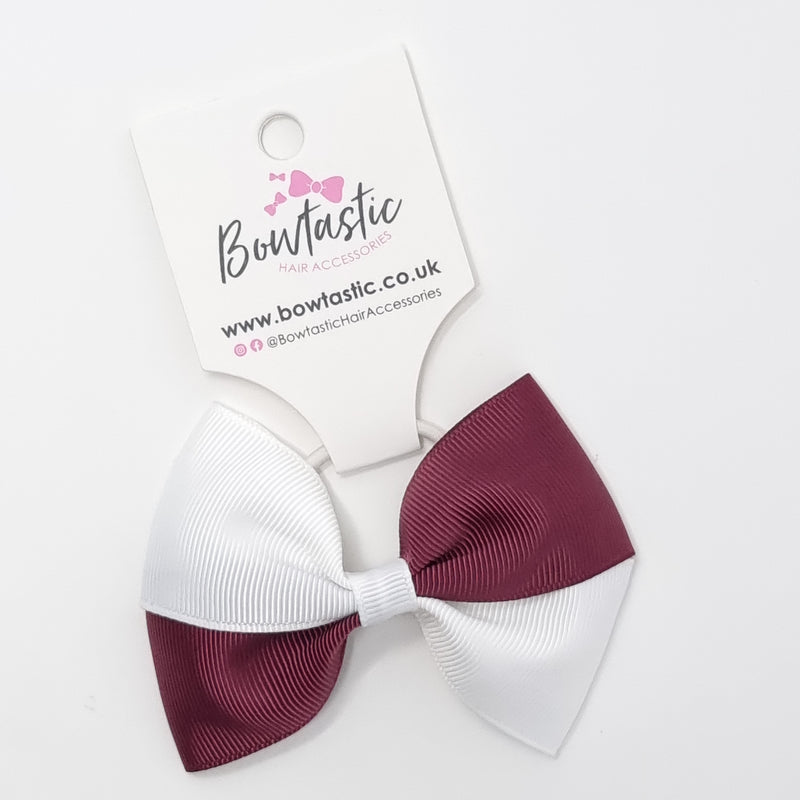 3.25 Inch Twist Bow Thin Elastic - Burgundy & White