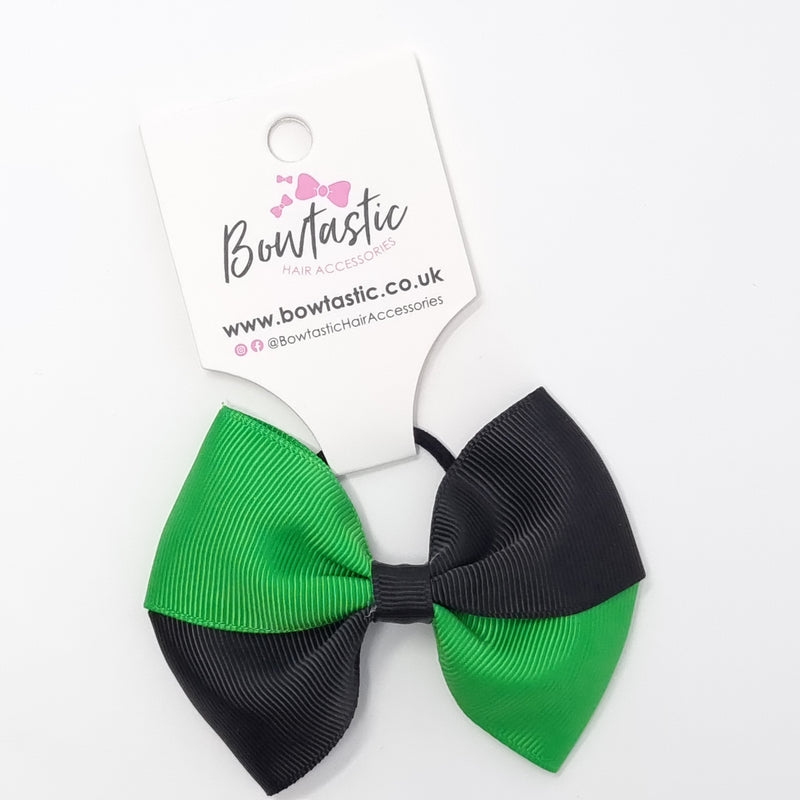 3.25 Inch Twist Bow Thin Elastic - Emerald Green & Black