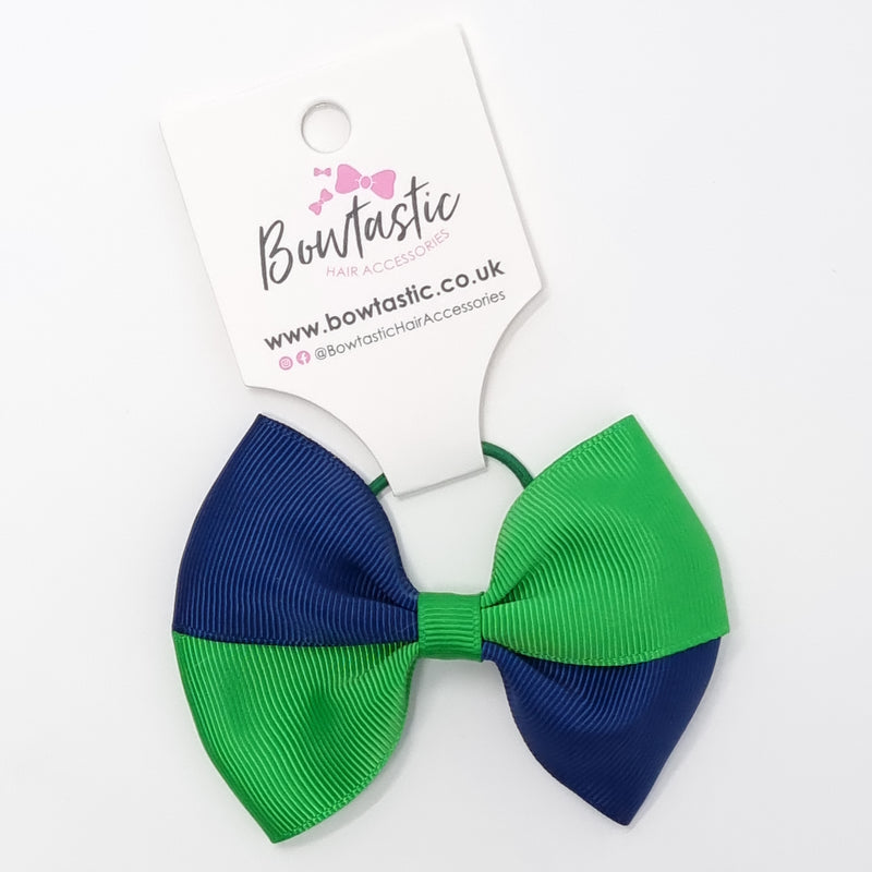 3.25 Inch Twist Bow Thin Elastic - Emerald Green & Navy