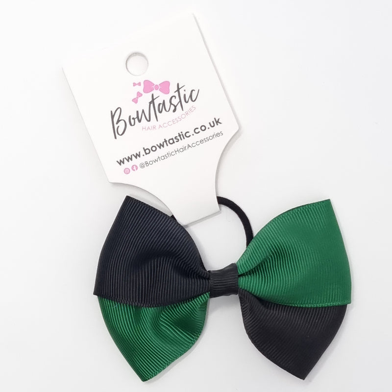 3.25 Inch Twist Bow Thin Elastic - Forest Green & Black