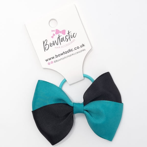 3.25 Inch Twist Bow Thin Elastic - Jade Green & Black