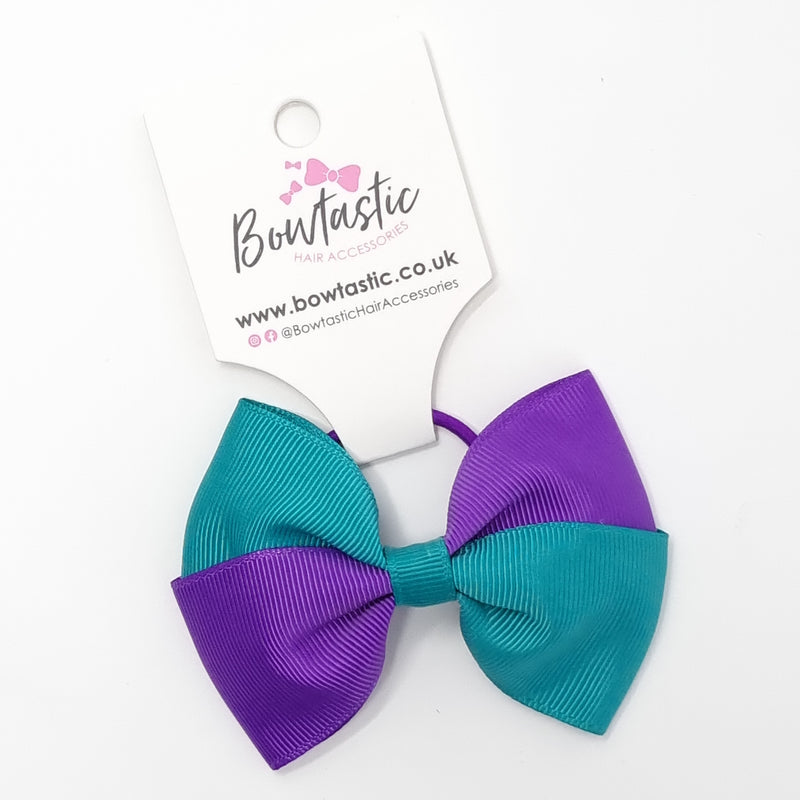 3.25 Inch Twist Bow Thin Elastic - Jade Green & Purple