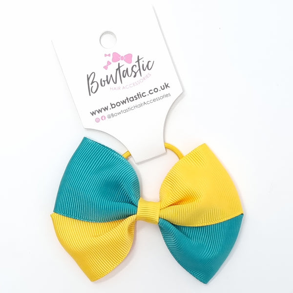 3.25 Inch Twist Bow Thin Elastic - Jade Green & Yellow Gold