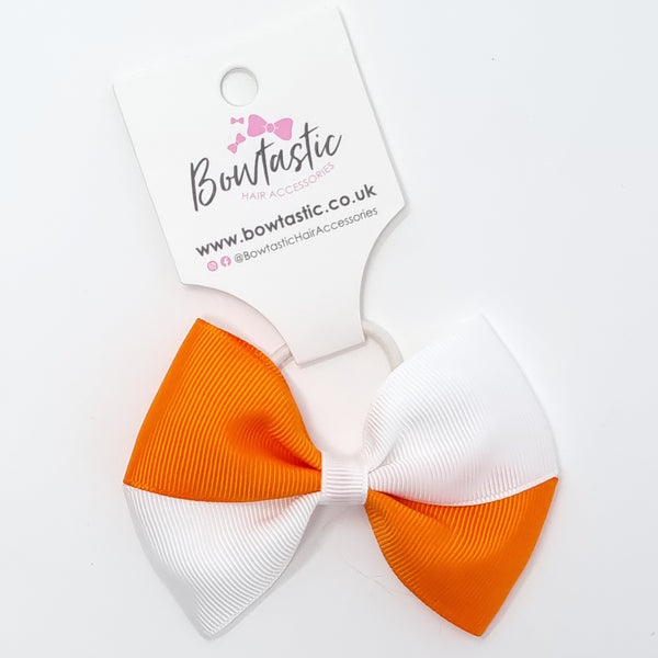 3.25 Inch Twist Bow Thin Elastic - Orange & White