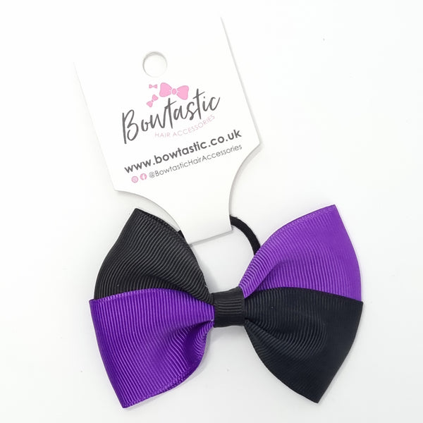 3.25 Inch Twist Bow Thin Elastic - Purple & Black