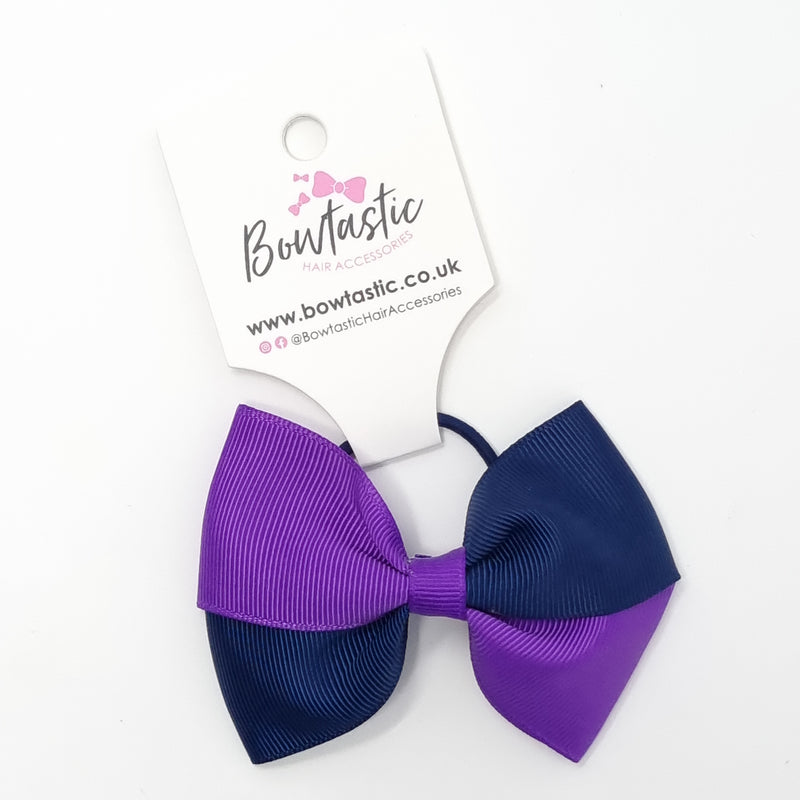 3.25 Inch Twist Bow Thin Elastic - Purple & Navy