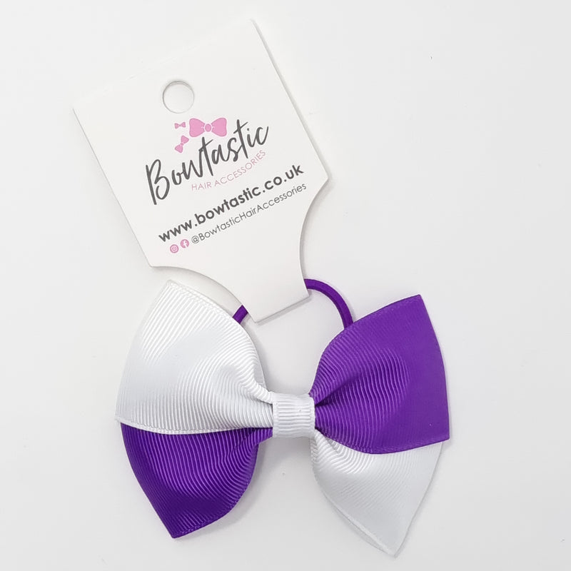 3.25 Inch Twist Bow Thin Elastic - Purple & White