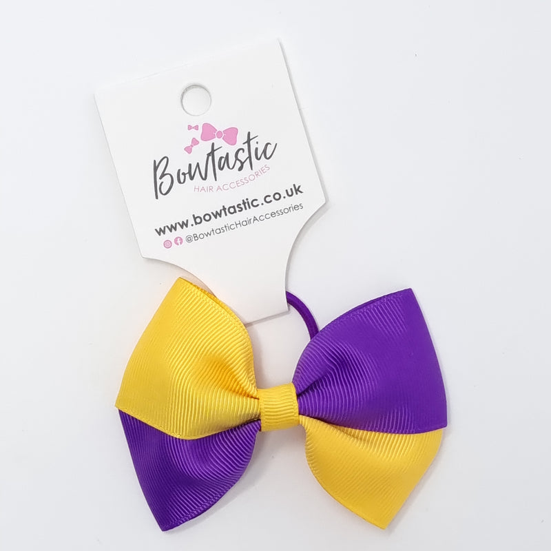 3.25 Inch Twist Bow Thin Elastic - Purple & Yellow Gold