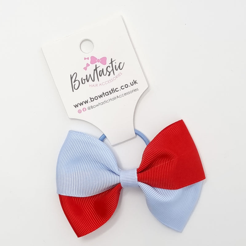 3.25 Inch Twist Bow Thin Elastic - Red & Bluebell