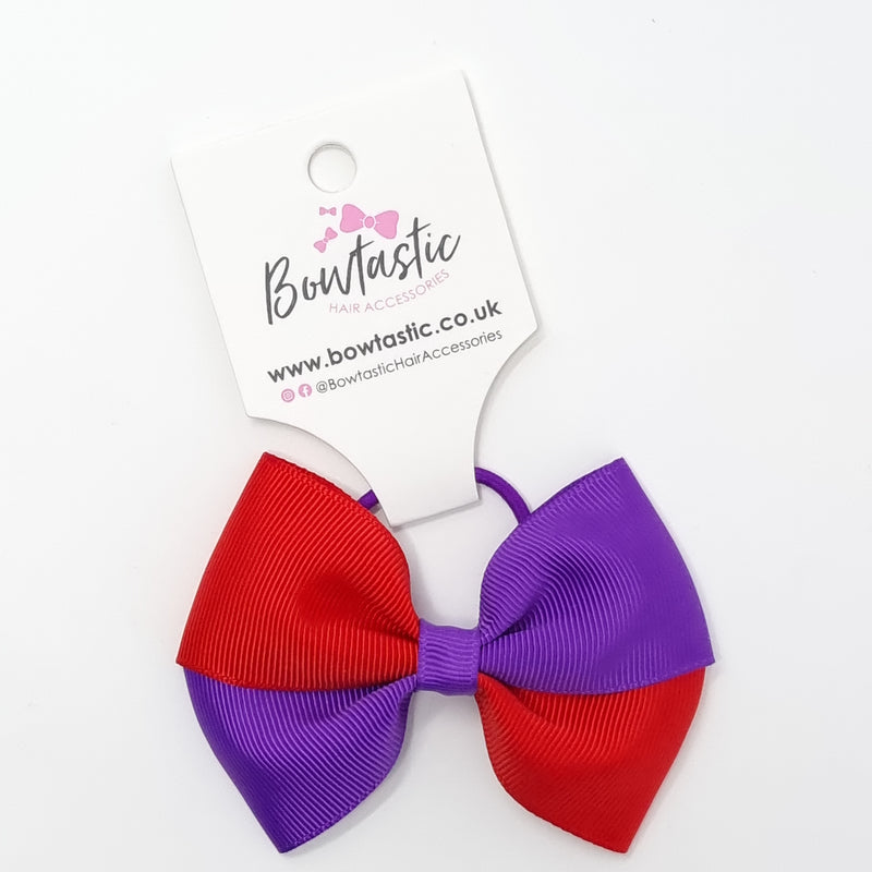 3.25 Inch Twist Bow Thin Elastic - Red & Purple