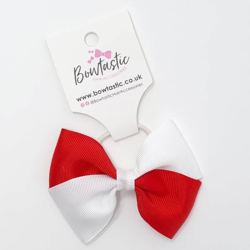 3.25 Inch Twist Bow Thin Elastic - Red & White