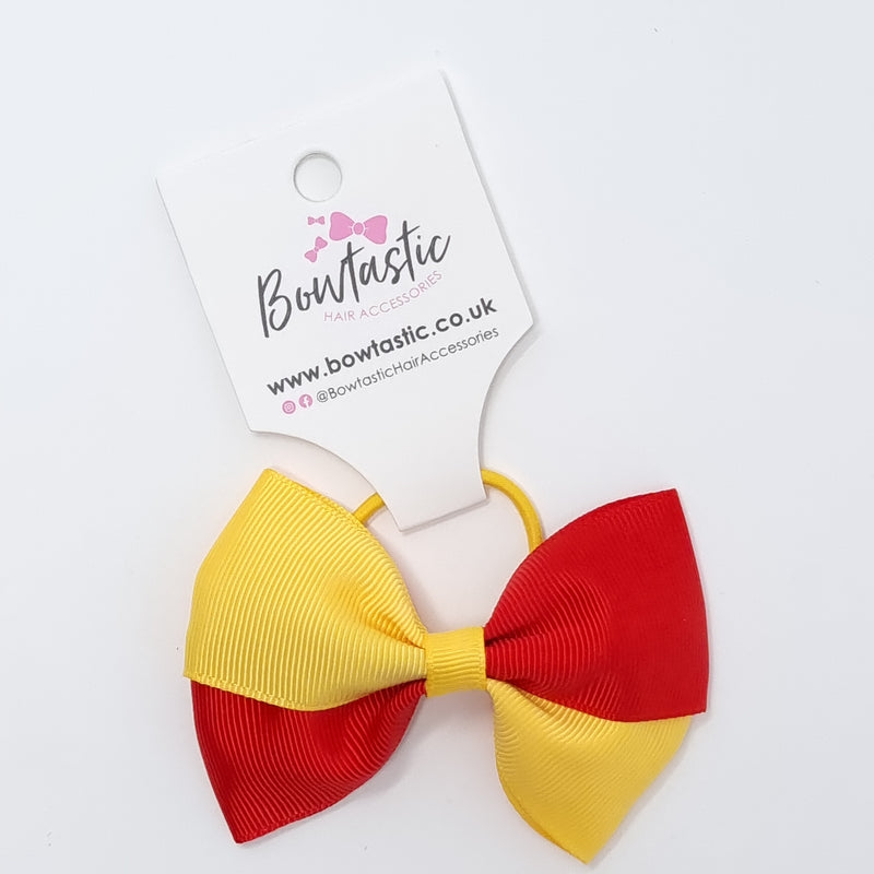 3.25 Inch Twist Bow Thin Elastic - Red & Yellow Gold