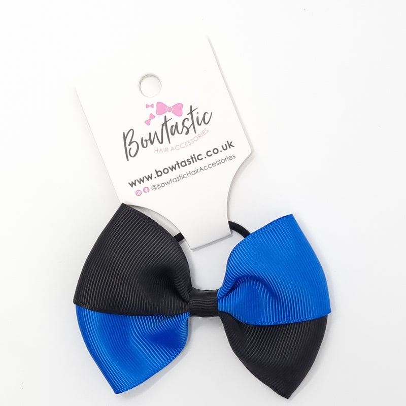 3.25 Inch Twist Bow Thin Elastic - Royal Blue & Black