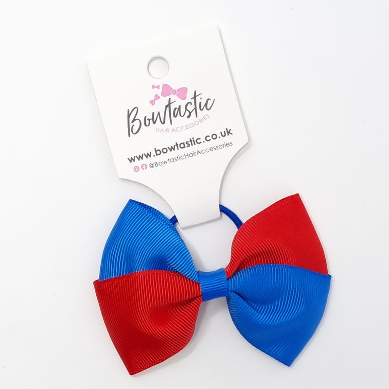 3.25 Inch Twist Bow Thin Elastic - Royal Blue & Red