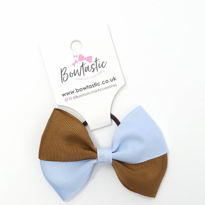 3.25 Inch Twist Bow Thin Elastic - Turftan & Bluebell