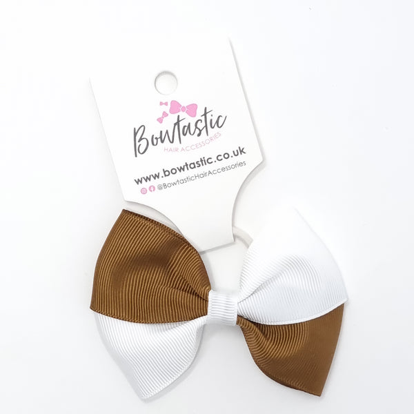 3.25 Inch Twist Bow Thin Elastic - Turftan & White