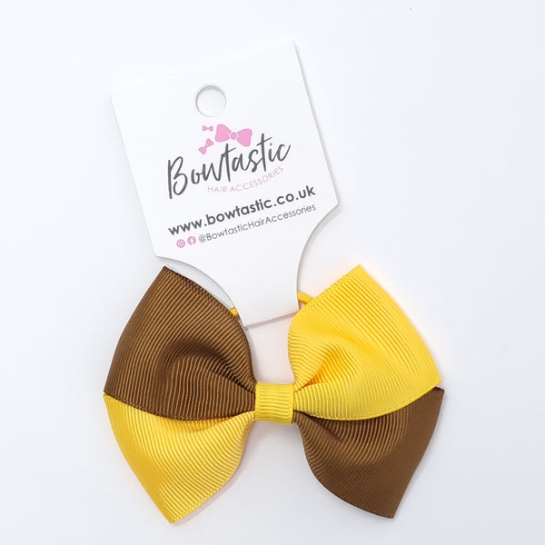 3.25 Inch Twist Bow Thin Elastic - Turftan & Yellow Gold