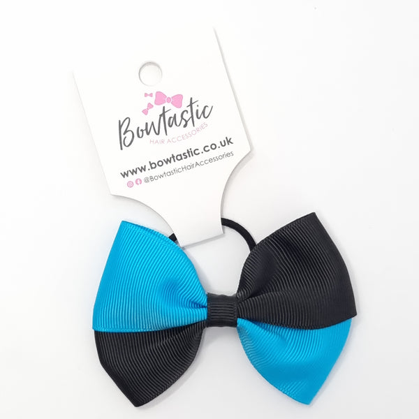 3.25 Inch Twist Bow Thin Elastic - Turquoise & Black