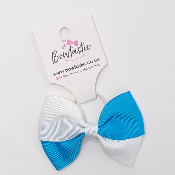 3.25 Inch Twist Bow Thin Elastic - Turquoise & White