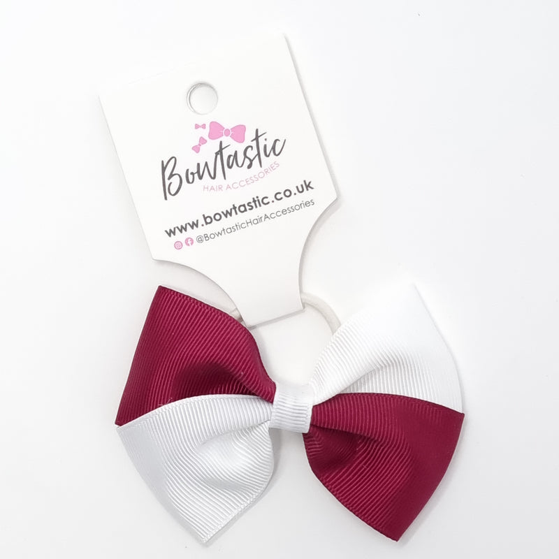 3.25 Inch Twist Bow Thin Elastic - Wine & White