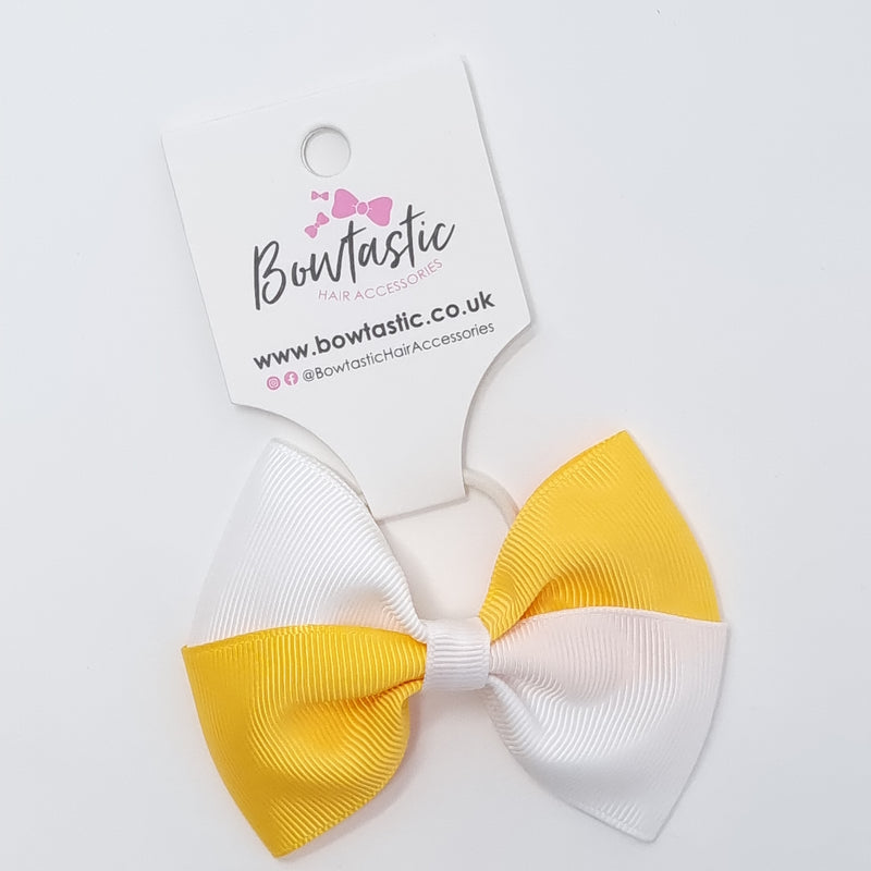 3.25 Inch Twist Bow Thin Elastic - Yellow Gold & White