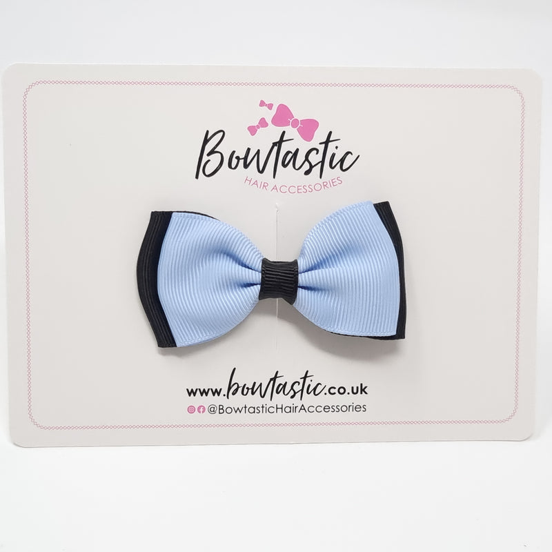 3 Inch Flat Double Bow - Black & Bluebell