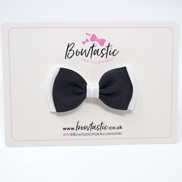 3 Inch Flat Double Bow - Black & White