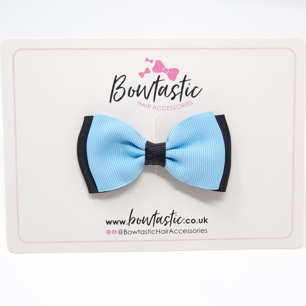 3 Inch Flat Double Bow - Blue Topaz & Black