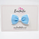 3 Inch Flat Double Bow - Blue Topaz & White